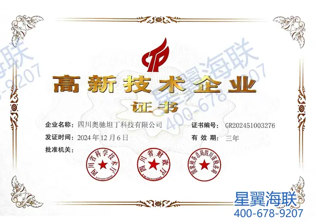 高新技术企业证书（编号 GR202451003276）