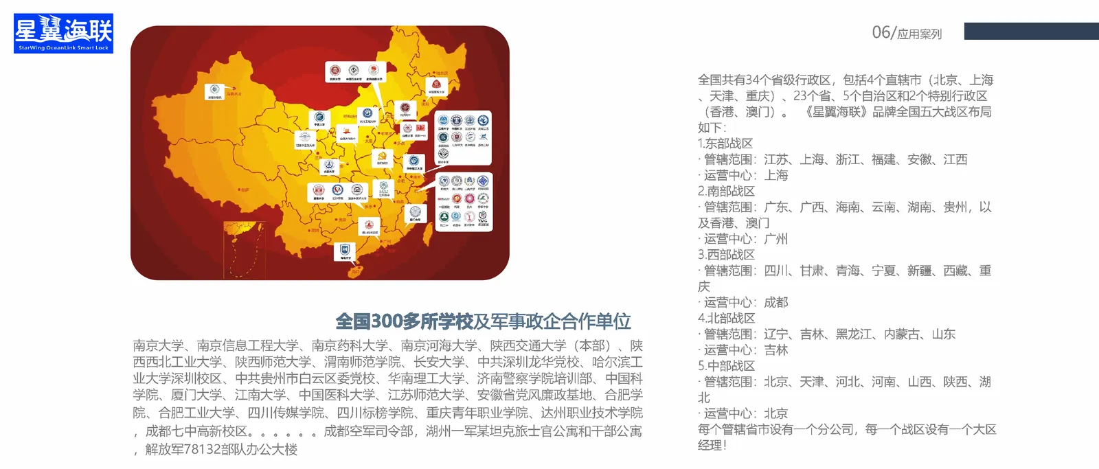 星翼海联全国院校分布及五大战区布局图(服务 432 家单位)